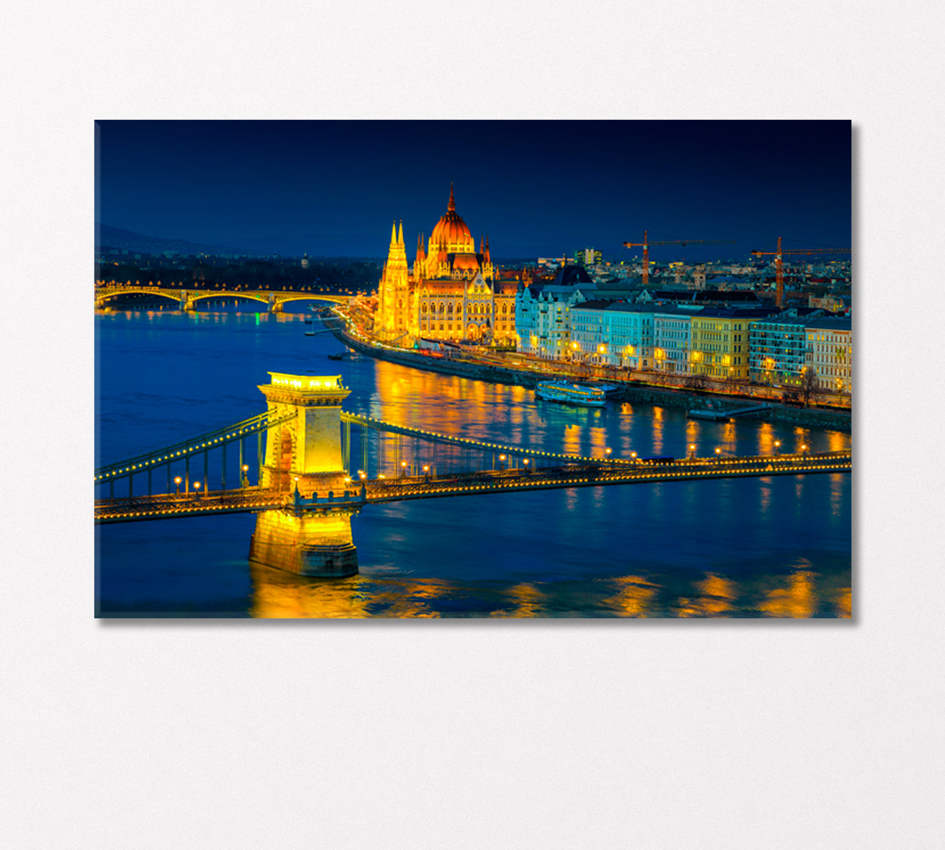 Chain Bridge and Hungarian Parliament Building in Budapest Canvas Print-Canvas Print-CetArt-1 Panel-24x16 inches-CetArt