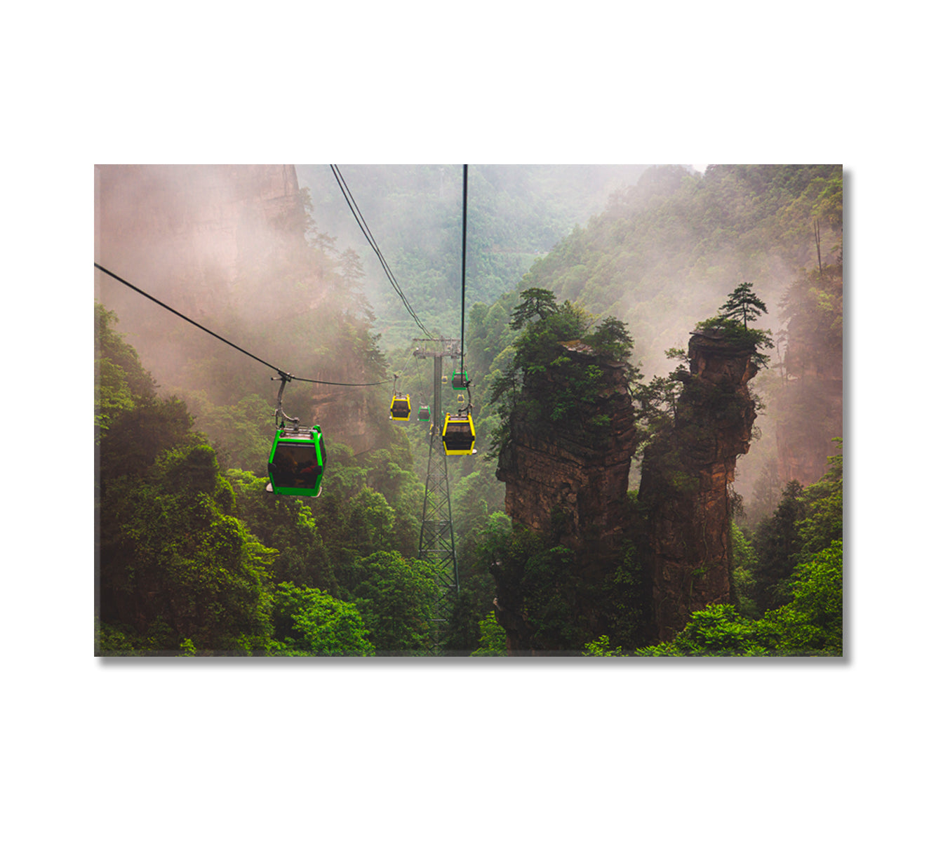Zhangjiajie National Forest Park with Cable Car China Canvas Print-Canvas Print-CetArt-1 Panel-24x16 inches-CetArt