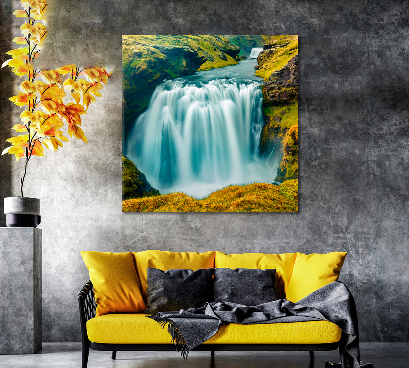 Skogafoss Waterfall Iceland Canvas Print-Canvas Print-CetArt-1 panel-12x12 inches-CetArt