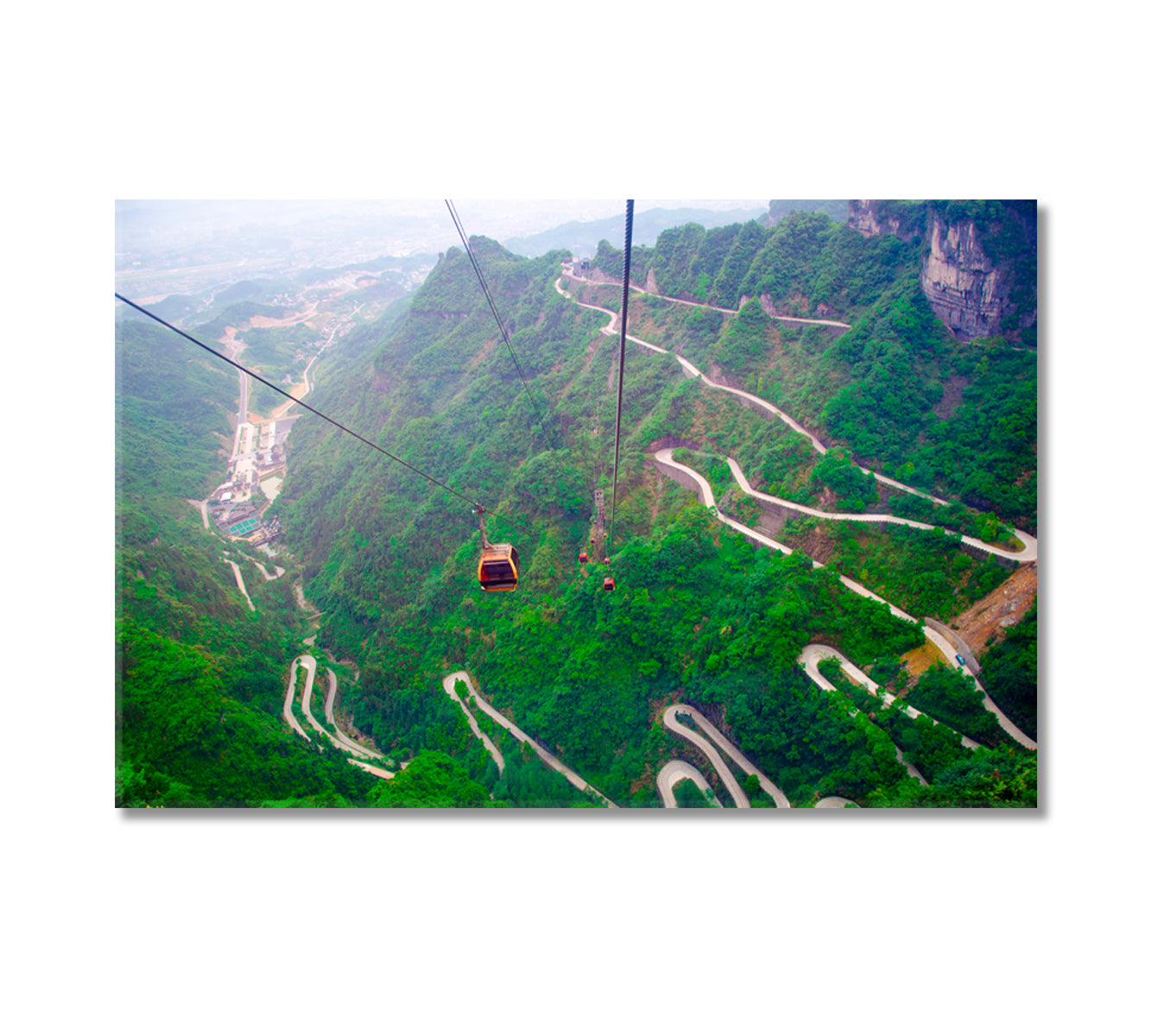 Cable Car with Winding Road in Tianmen Mountain Zhangjiajie National Park China Canvas Print-Canvas Print-CetArt-1 Panel-24x16 inches-CetArt