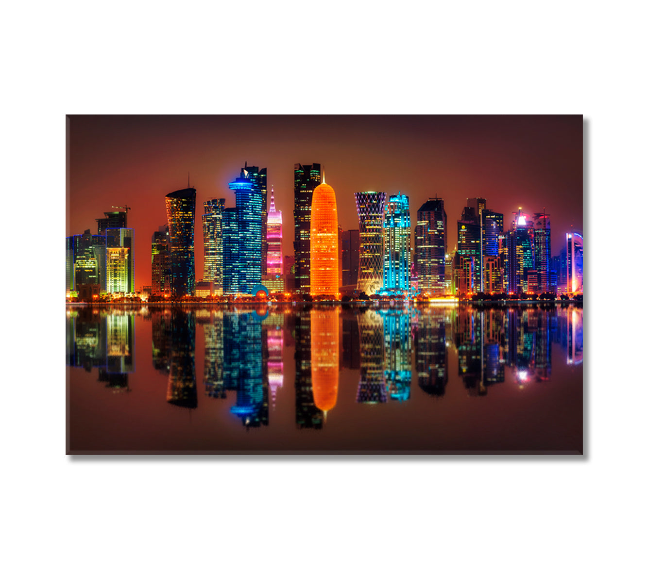 Doha Skyline at Night Qatar Canvas Print-Canvas Print-CetArt-1 Panel-24x16 inches-CetArt