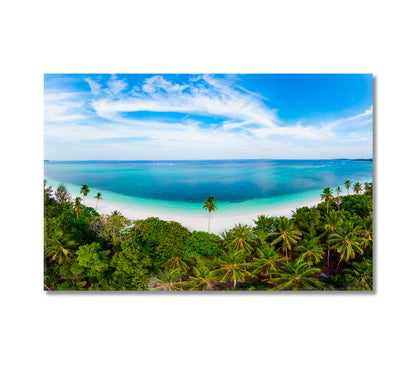 Tropical Beach with Palm Trees Indonesia Canvas Print-Canvas Print-CetArt-1 Panel-24x16 inches-CetArt