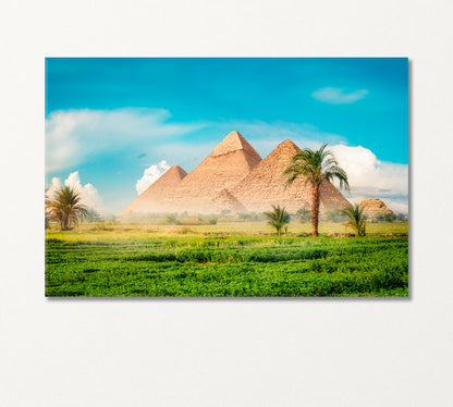 Egyptian Pyramids at Foggy Morning Canvas Print-Canvas Print-CetArt-1 Panel-24x16 inches-CetArt