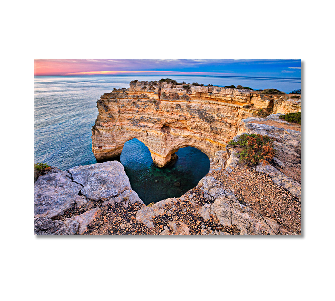 Heart Arch on Coast of Algarve Portugal Canvas Print-Canvas Print-CetArt-1 Panel-24x16 inches-CetArt