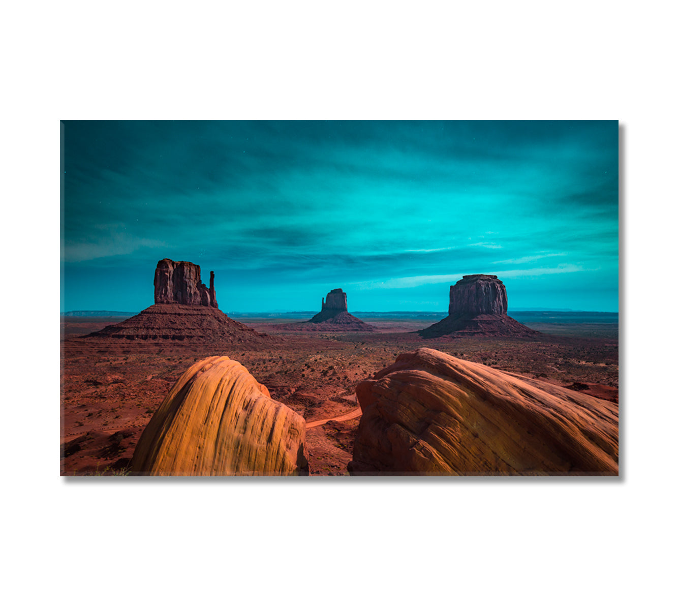 Scenic Monument Valley with Mittens and Merrick Butte Arizona USA Canvas Print-Canvas Print-CetArt-1 Panel-24x16 inches-CetArt