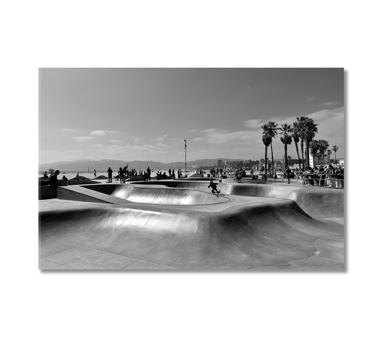 Venice Beach Skatepark Los Angeles in Black and White Canvas Print-Canvas Print-CetArt-1 Panel-24x16 inches-CetArt