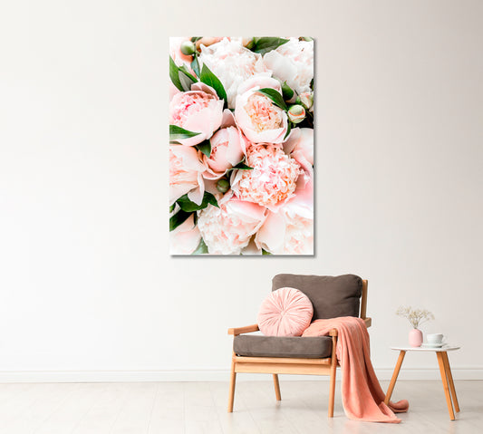 Bouquet Pink Peonies Canvas Print-Canvas Print-CetArt-1 panel-16x24 inches-CetArt
