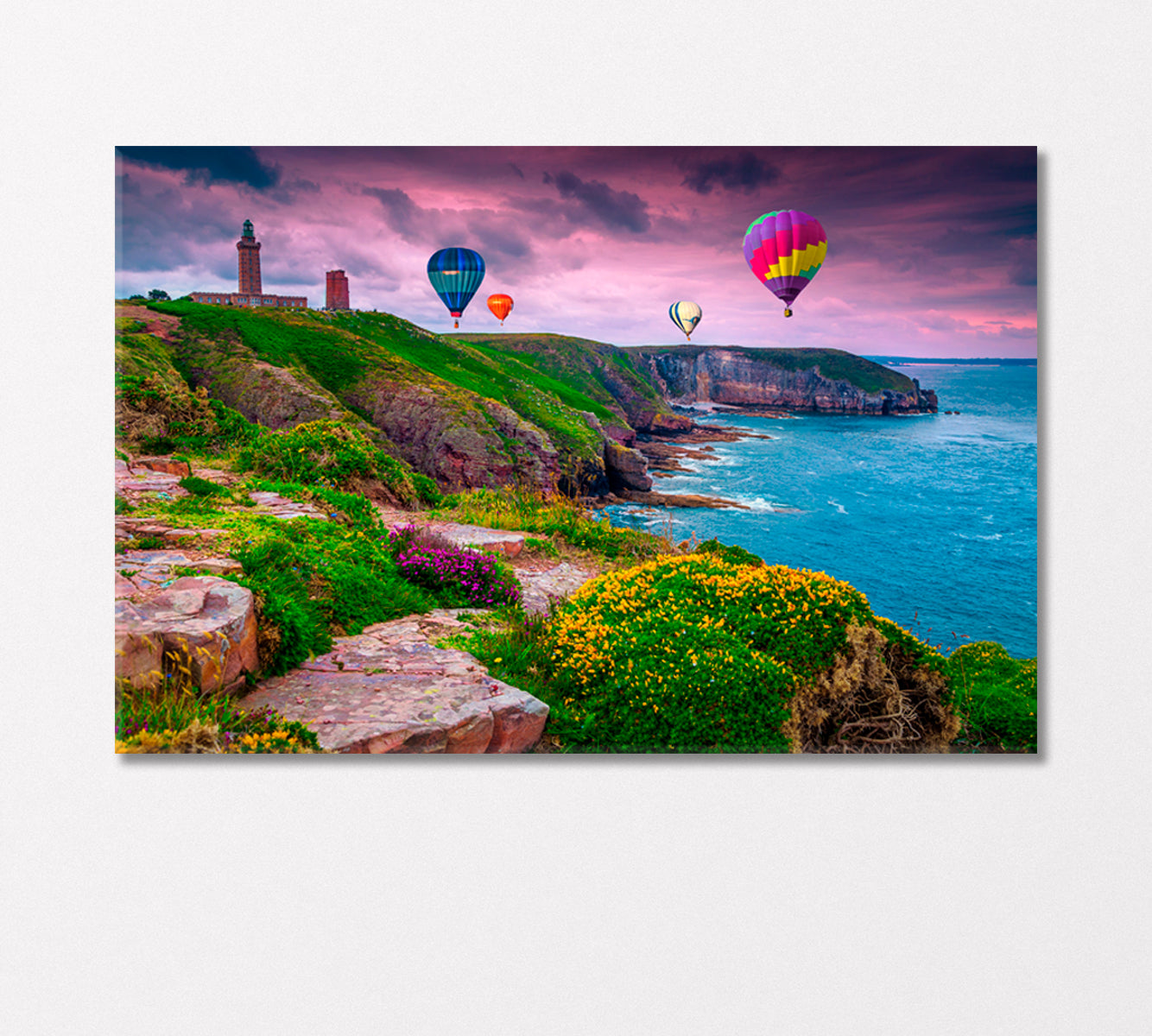 Fantastic Landscape with Air Balloons at Sunset Canvas Print-Canvas Print-CetArt-1 Panel-24x16 inches-CetArt