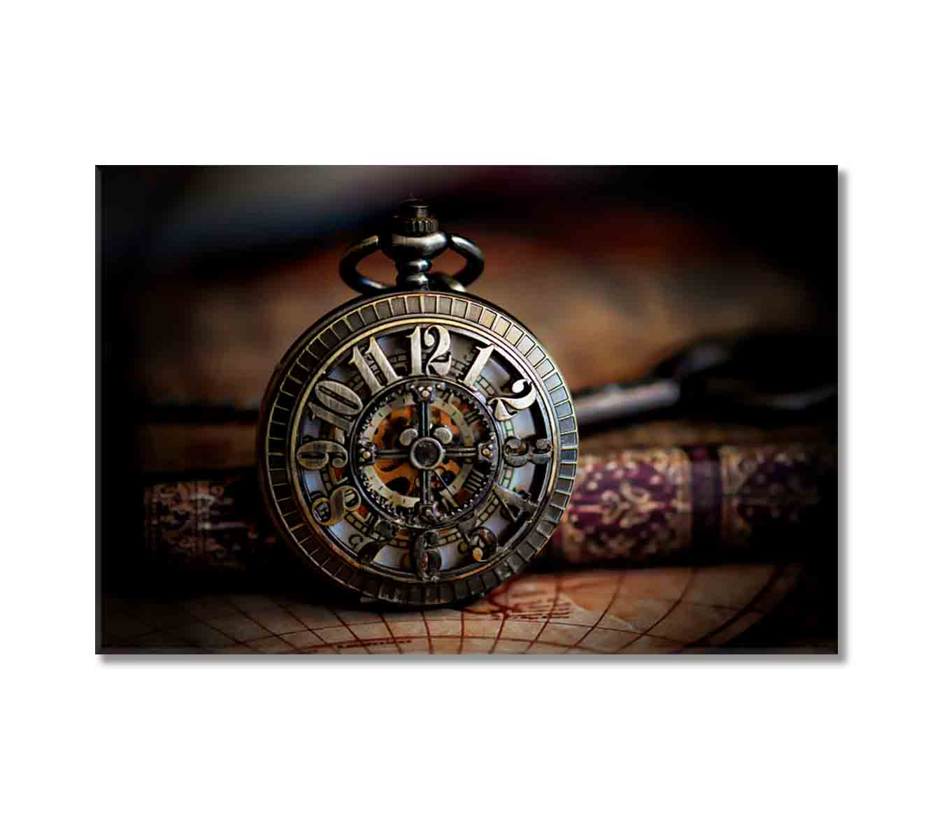 Vintage Bronze Pocket Watch Canvas Print-Canvas Print-CetArt-1 Panel-24x16 inches-CetArt