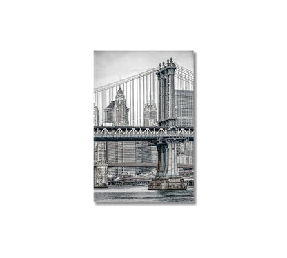 Manhattan Bridge New York in Black and White Canvas Print-Canvas Print-CetArt-1 panel-16x24 inches-CetArt