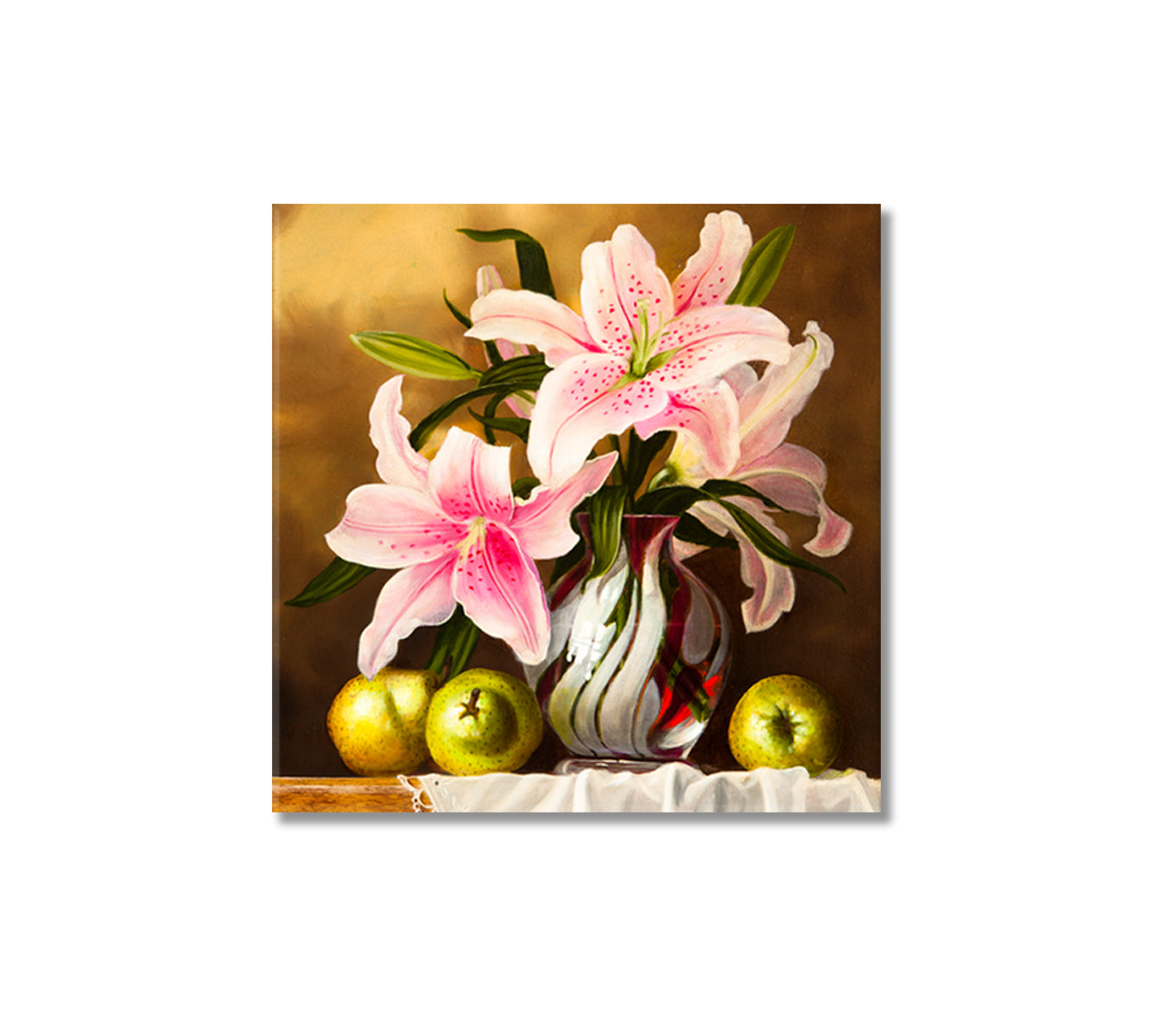 Still Life Lilies Flowers Canvas Print-Canvas Print-CetArt-1 panel-12x12 inches-CetArt