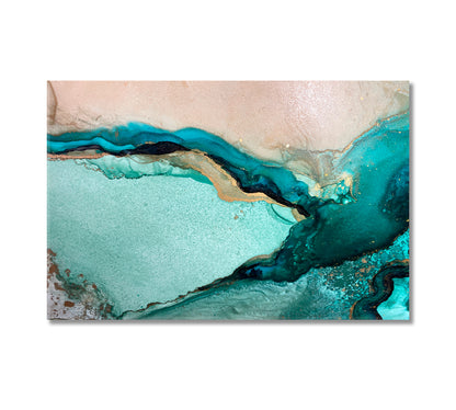 Abstract Trendy Fluid Green Marble Waves Canvas Print-Canvas Print-CetArt-1 Panel-24x16 inches-CetArt