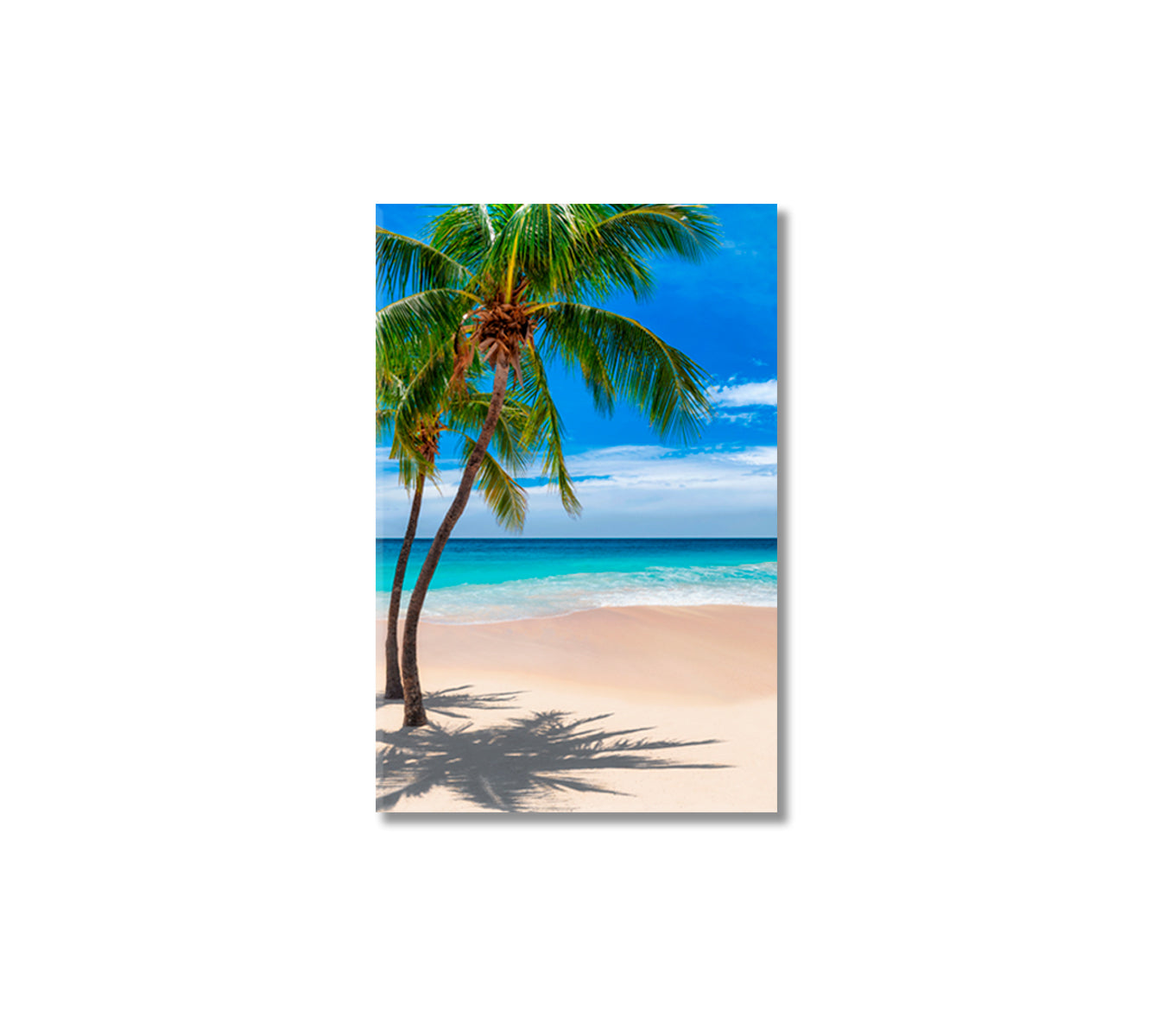 Beautiful Caribbean Paradise with Coconut Palms and Turquoise Sea Canvas Print-Canvas Print-CetArt-1 panel-16x24 inches-CetArt