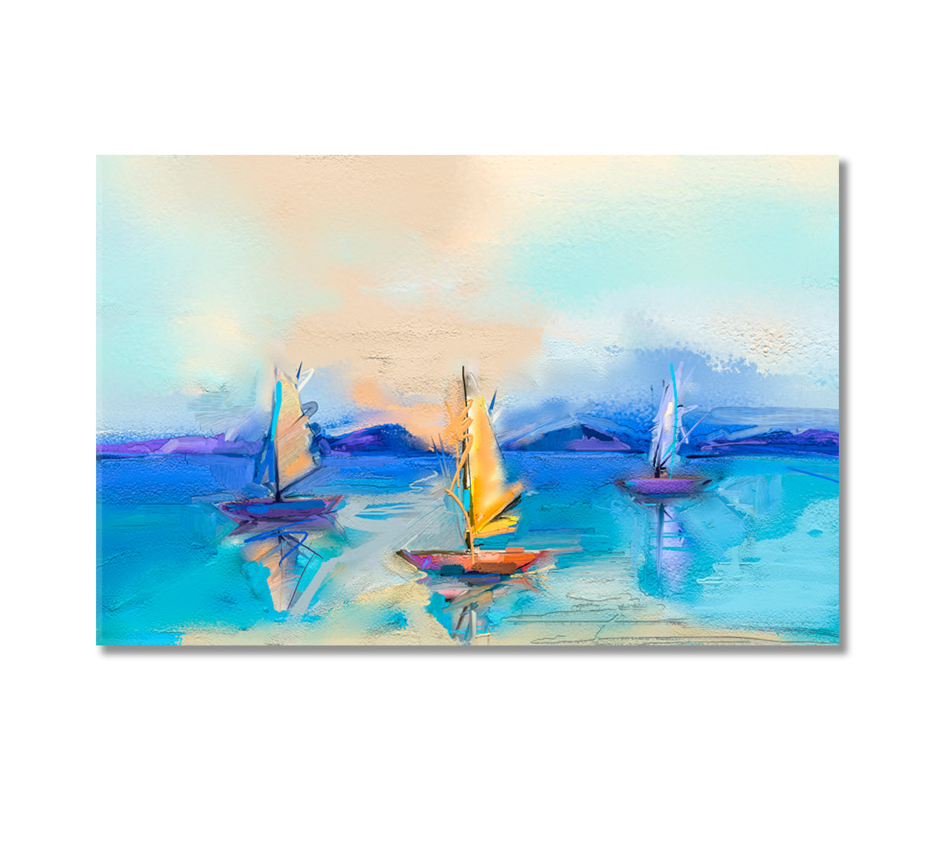 Abstract Seascape with Sailboat Canvas Print-Canvas Print-CetArt-1 Panel-24x16 inches-CetArt