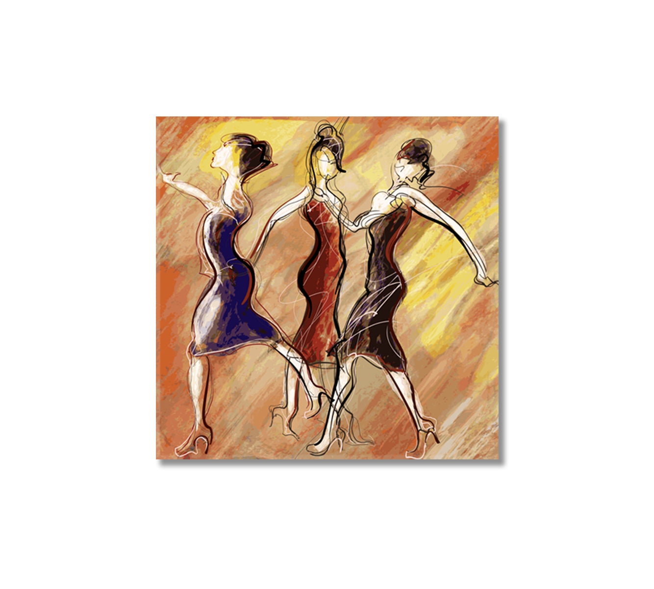 Abstract Dancing Women Canvas Print-Canvas Print-CetArt-1 panel-12x12 inches-CetArt