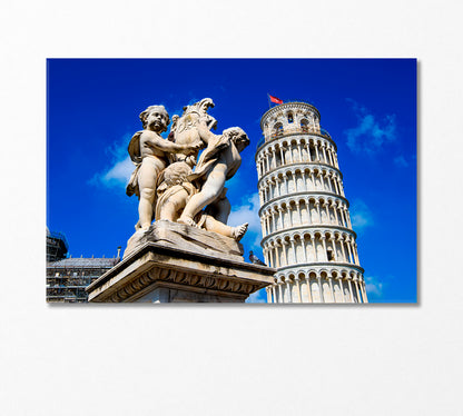 Fontana Dei Putti and Leaning Tower of Pisa Italy Canvas Print-Canvas Print-CetArt-1 Panel-24x16 inches-CetArt