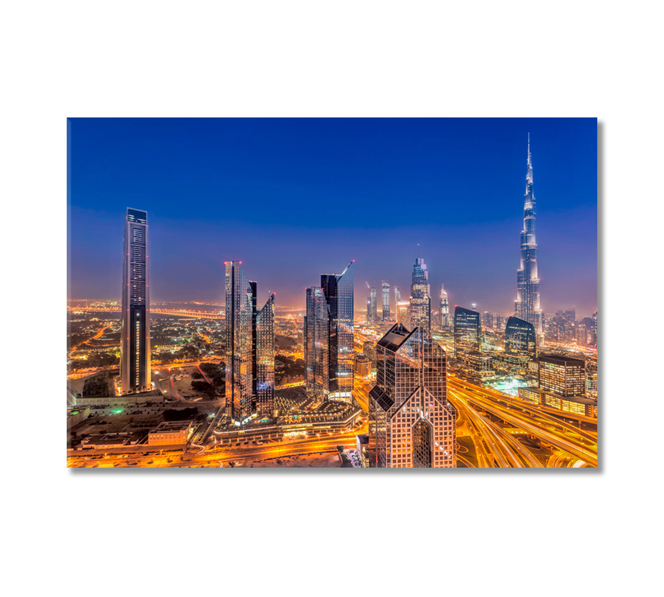 Night Cityscape of Dubai United Arab Emirates Canvas Print-Canvas Print-CetArt-1 Panel-24x16 inches-CetArt