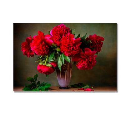 Still Life with Red Peonies Canvas Print-Canvas Print-CetArt-1 Panel-24x16 inches-CetArt
