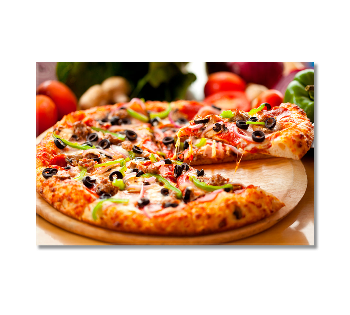 Tasty Pizza with Olives Canvas Print-Canvas Print-CetArt-1 Panel-24x16 inches-CetArt