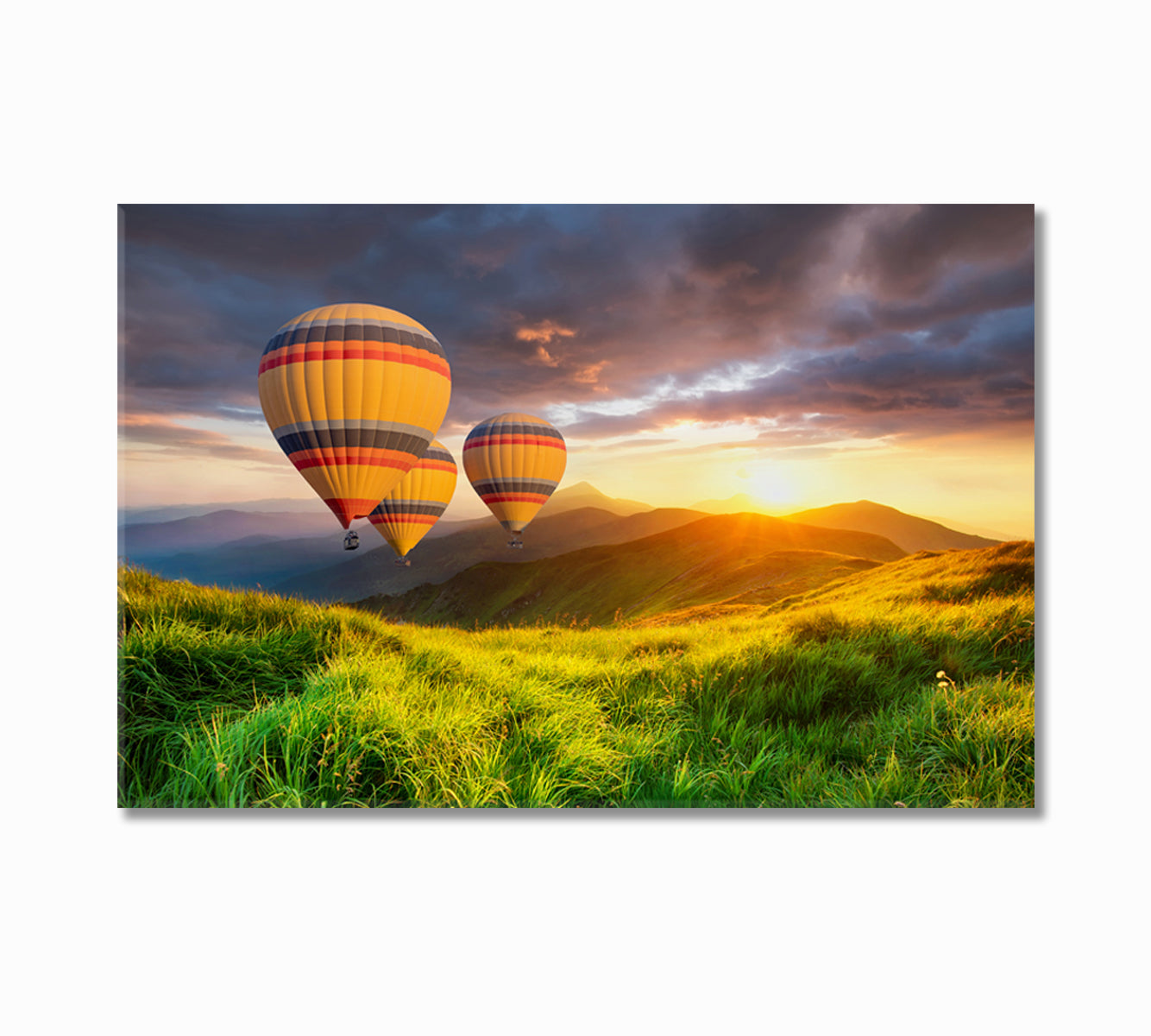 Air Balloons above Mountains Canvas Print-Canvas Print-CetArt-1 Panel-24x16 inches-CetArt