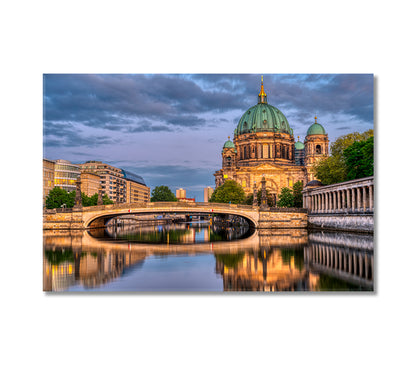 Berlin Cathedral and River Spree at Dusk Canvas Print-Canvas Print-CetArt-1 Panel-24x16 inches-CetArt