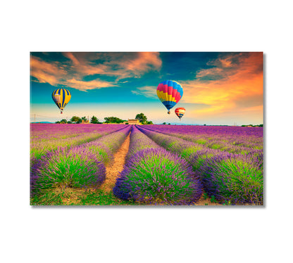 Colorful Hot Air Balloons over Lavender Fields Provence France Canvas Print-Canvas Print-CetArt-1 Panel-24x16 inches-CetArt