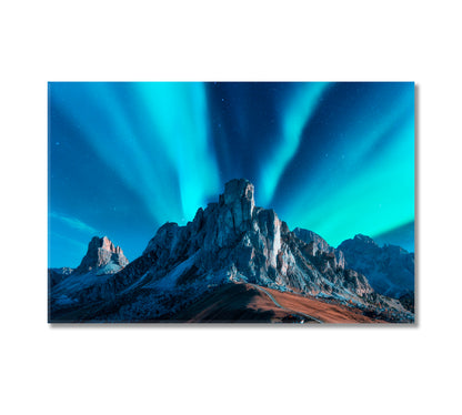 Beautiful Landscape with Northern Lights Aurora Borealis Canvas Print-Canvas Print-CetArt-1 Panel-24x16 inches-CetArt