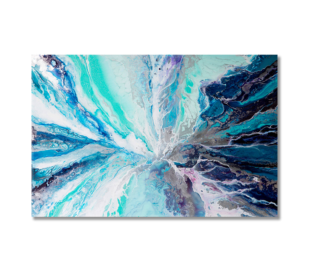 Light blue shades marble pattern framed canvas leather print