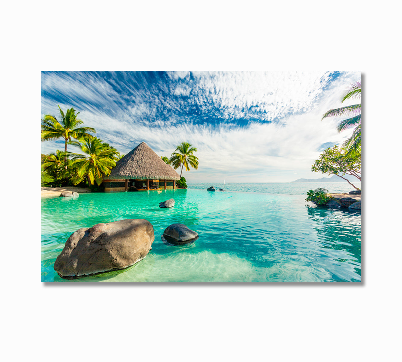 Bungalow in Tahiti French Polynesia Canvas Print-Canvas Print-CetArt-1 Panel-24x16 inches-CetArt