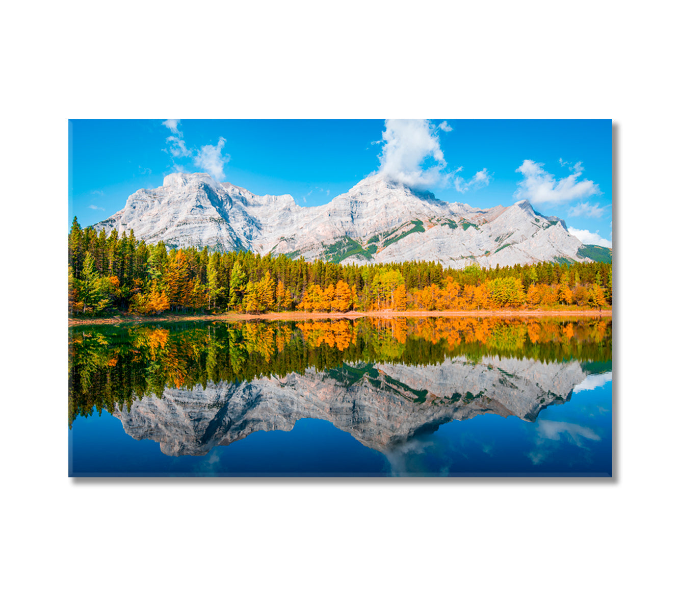 Wedge Pond At Autumn Alberta Canvas Print-Canvas Print-CetArt-1 Panel-24x16 inches-CetArt