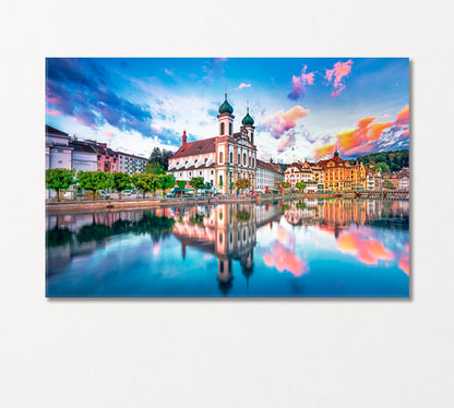 Historic City Center Lucerne Switzerland Canvas Print-Canvas Print-CetArt-1 Panel-24x16 inches-CetArt