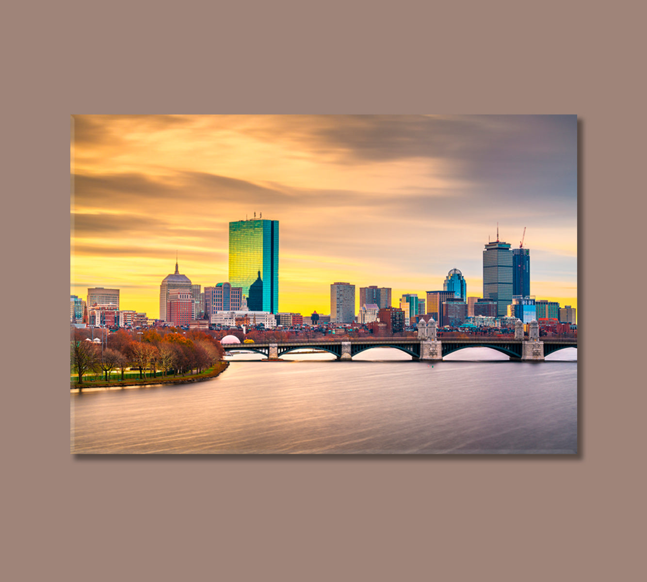 Boston Cityscape on Charles River USA Canvas Print-Canvas Print-CetArt-1 Panel-24x16 inches-CetArt