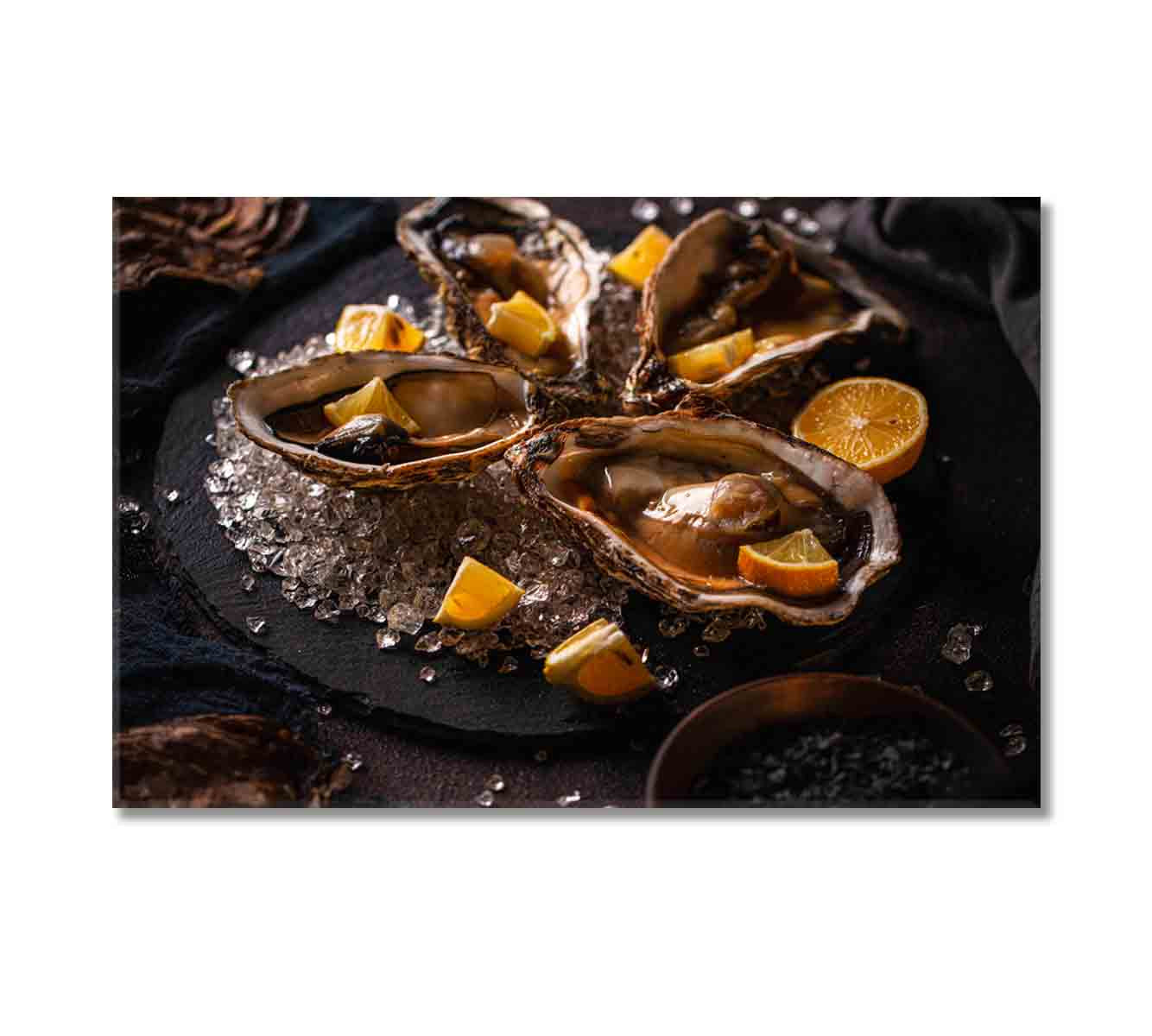 Oysters with Ice and Lemon Canvas Print-Canvas Print-CetArt-1 Panel-24x16 inches-CetArt