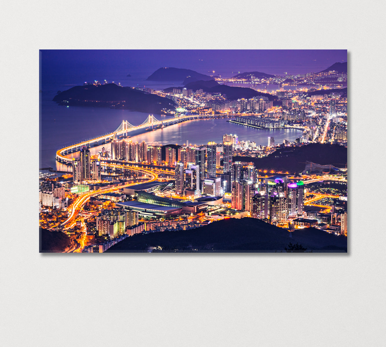 Busan City Lights South Korea Canvas Print-Canvas Print-CetArt-1 Panel-24x16 inches-CetArt