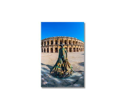 Roman Amphitheater with Monument to Toreador Provence Canvas Print-Canvas Print-CetArt-1 panel-16x24 inches-CetArt