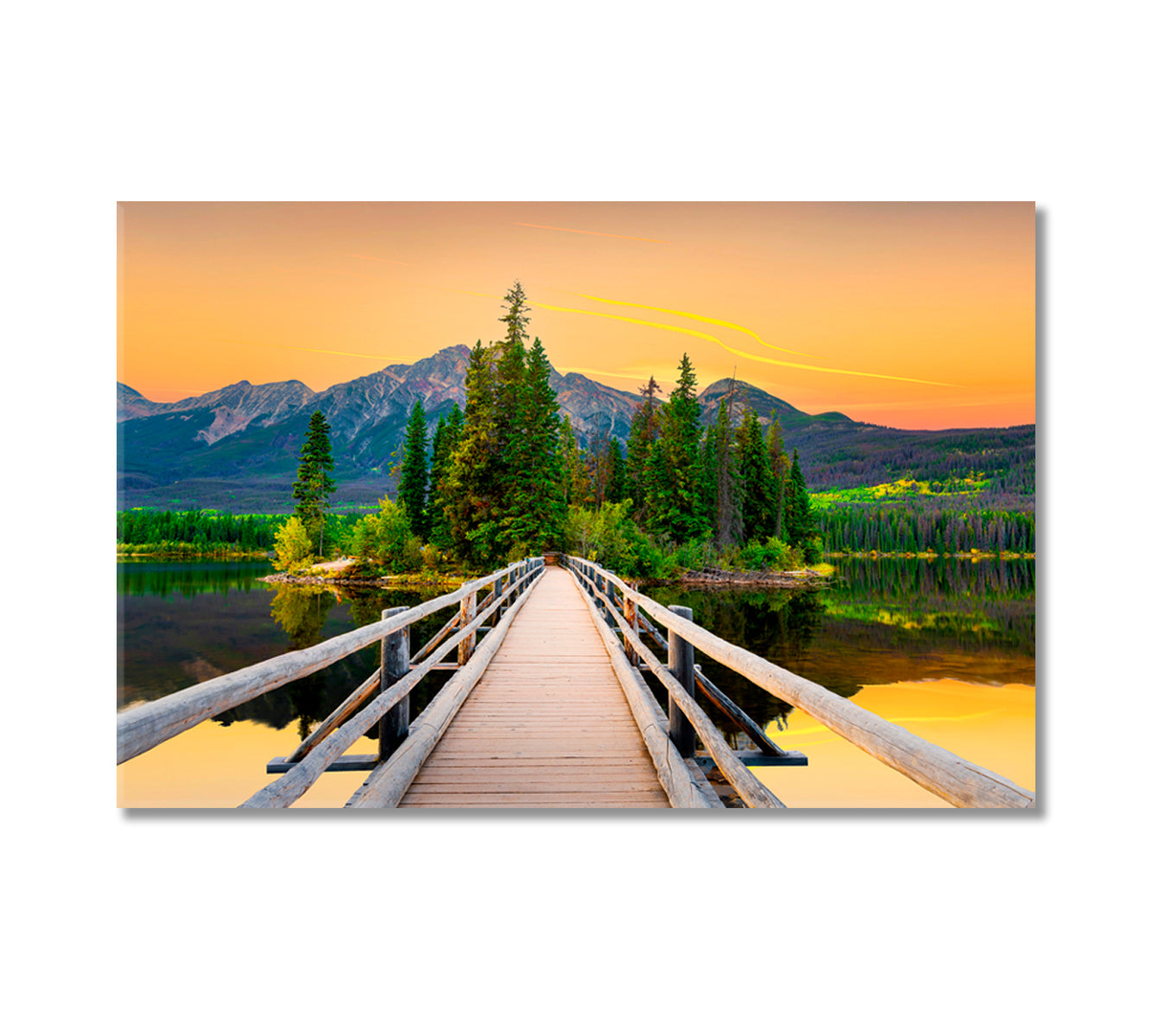 Pyramid Lake in Jasper National Park Alberta Canada Canvas Print-Canvas Print-CetArt-1 Panel-24x16 inches-CetArt