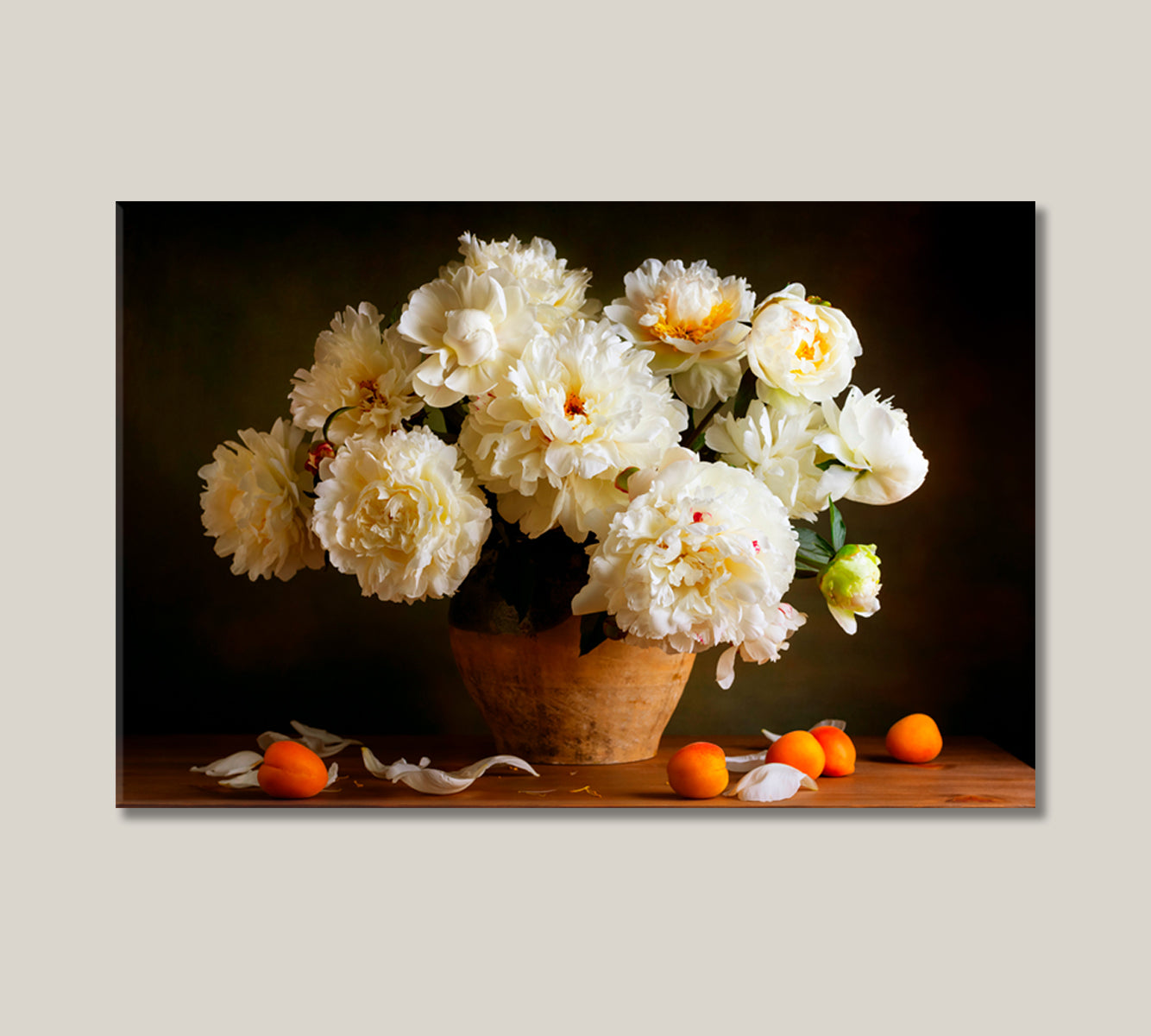 Still life with White Peonies Canvas Print-Canvas Print-CetArt-1 Panel-24x16 inches-CetArt