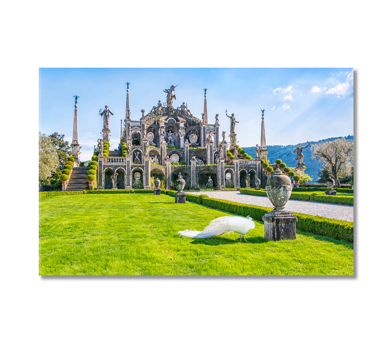 Isola Bella Island with Peacocks Lake Maggiore Stresa Italy Canvas Print-Canvas Print-CetArt-1 Panel-24x16 inches-CetArt