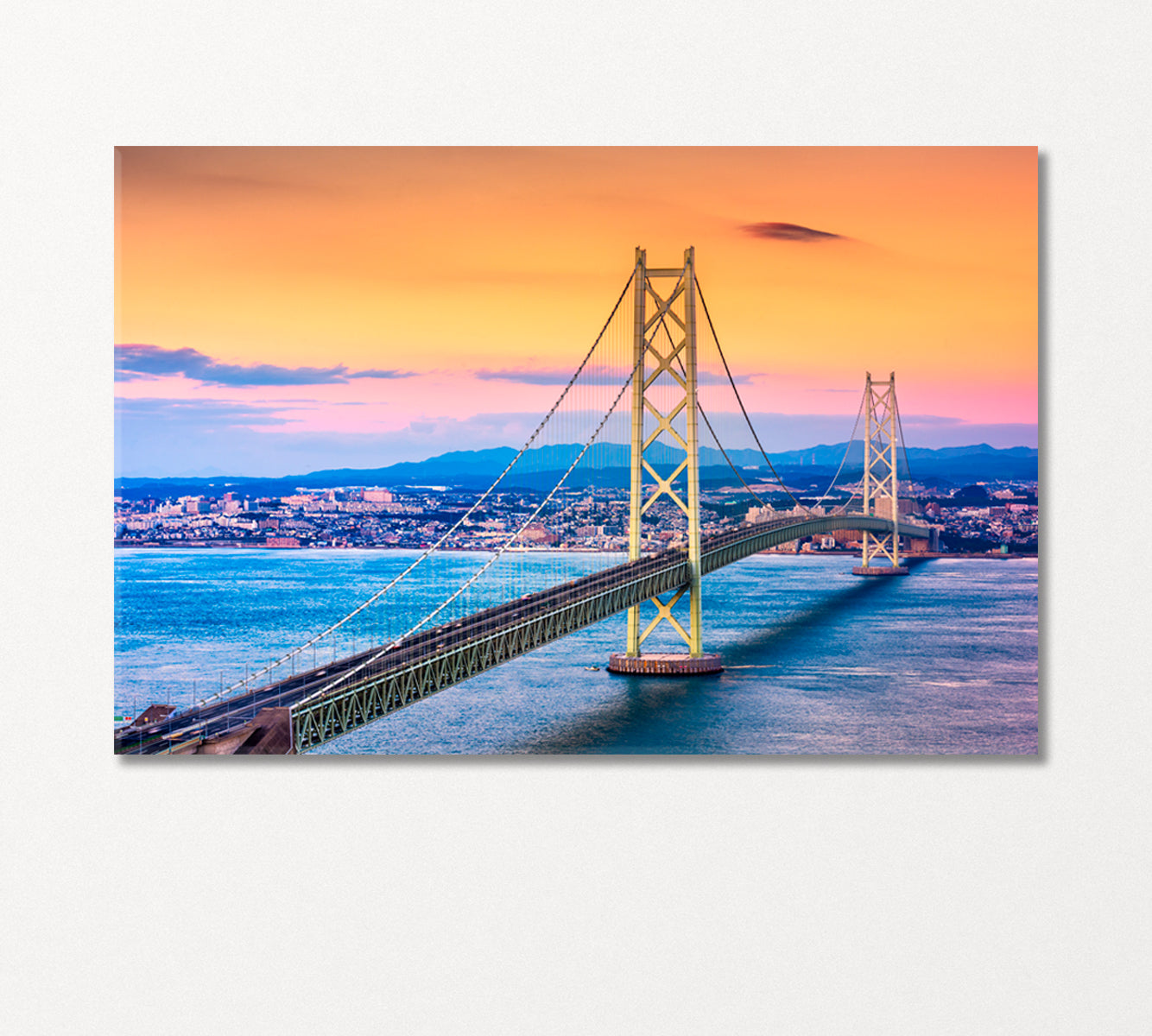 Akashi Kaikyo Bridge at Dusk Japan Canvas Print-Canvas Print-CetArt-1 Panel-24x16 inches-CetArt