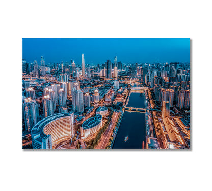 Tianjin City Building Skyline at Night Canvas Print-Canvas Print-CetArt-1 Panel-24x16 inches-CetArt