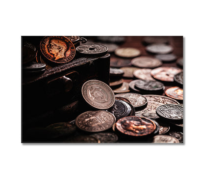 Old Coins in Chest Canvas Print-Canvas Print-CetArt-1 Panel-24x16 inches-CetArt