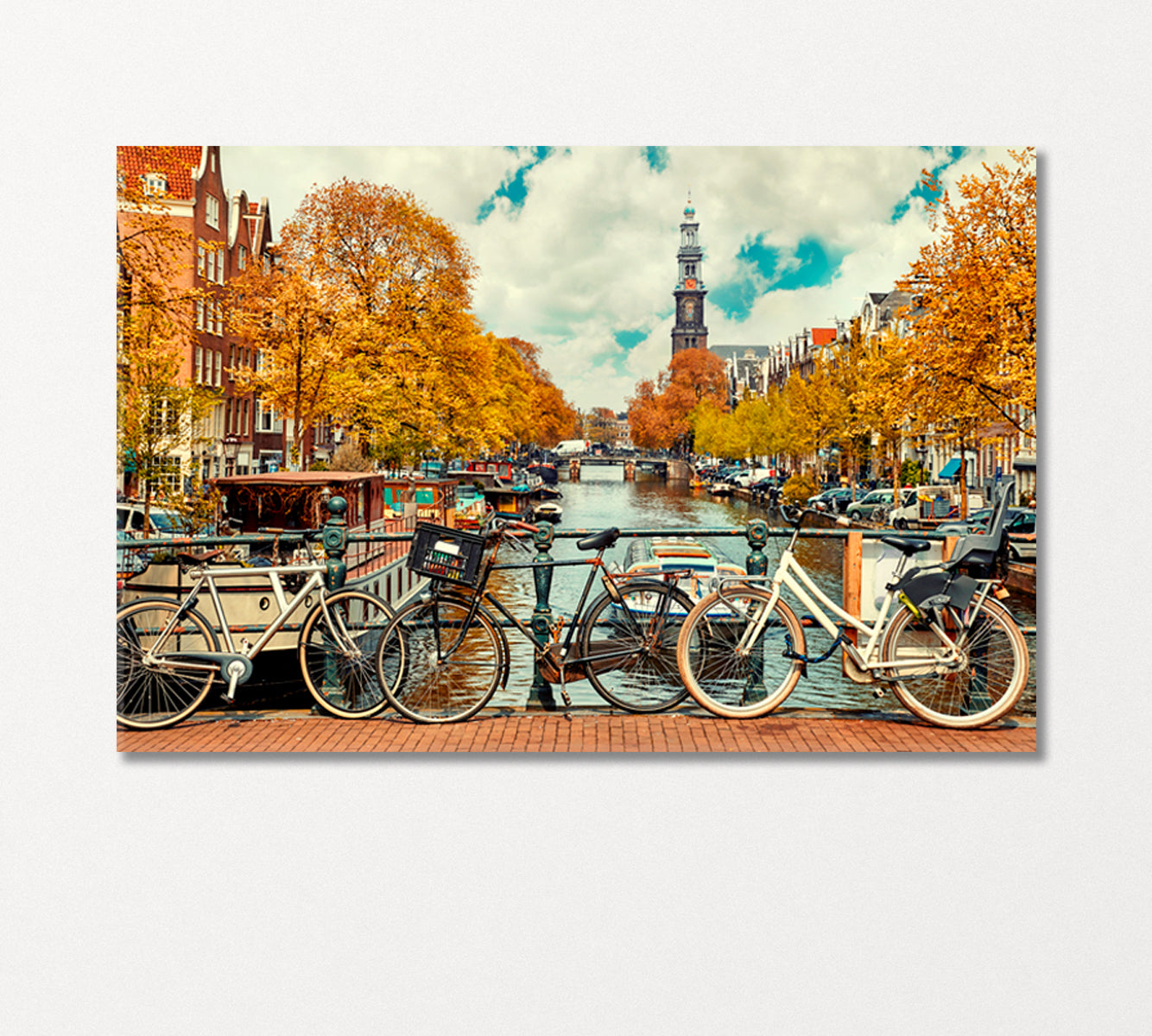 Netherlands Cityscape with Amstel River View Canvas Print-Canvas Print-CetArt-1 Panel-24x16 inches-CetArt