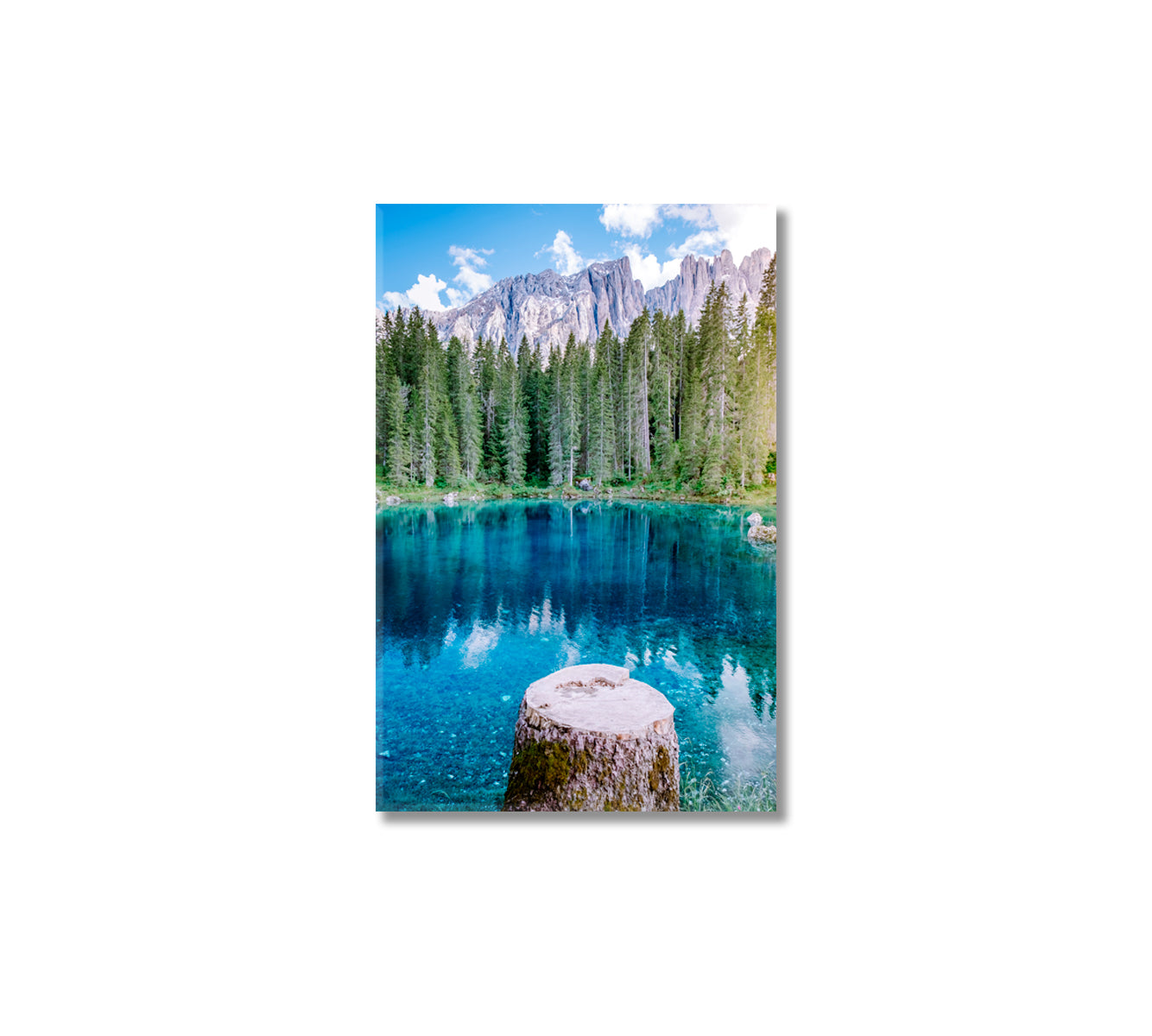 Blue Lake Dolomite Mountains Italy Canvas Print-Canvas Print-CetArt-1 panel-16x24 inches-CetArt