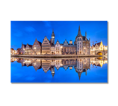 Ghent Reflecting in Water Flanders Belgium Canvas Print-Canvas Print-CetArt-1 Panel-24x16 inches-CetArt
