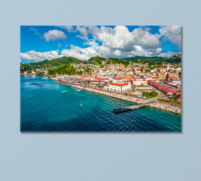 Coastal City Saint George's Grenada Caribbean Islands Canvas Print-Canvas Print-CetArt-1 Panel-24x16 inches-CetArt