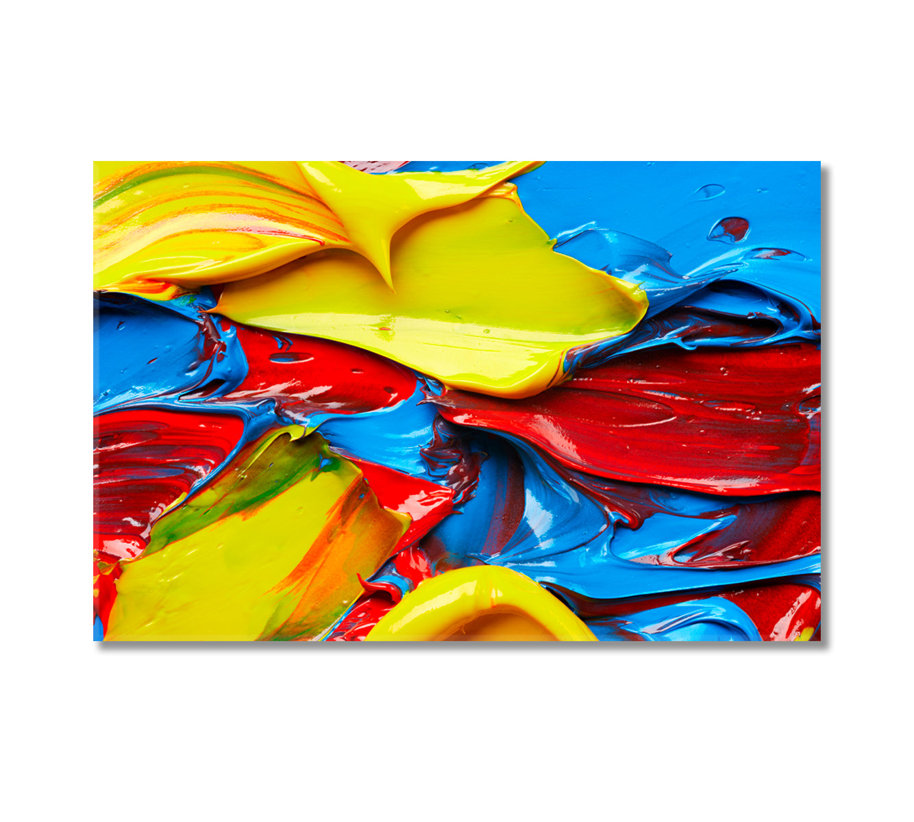 Abstract Bright Blue Yellow and Red Strokes Canvas Print-Canvas Print-CetArt-1 Panel-24x16 inches-CetArt