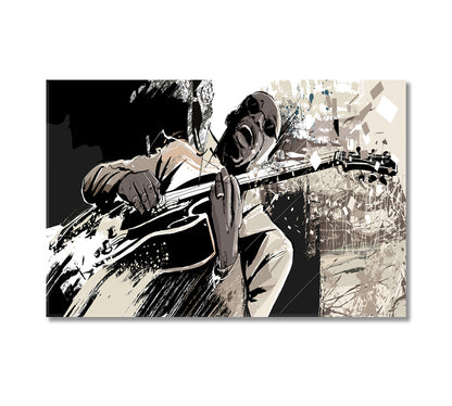 African American Jazz Guitarist Canvas Print-Canvas Print-CetArt-1 Panel-24x16 inches-CetArt