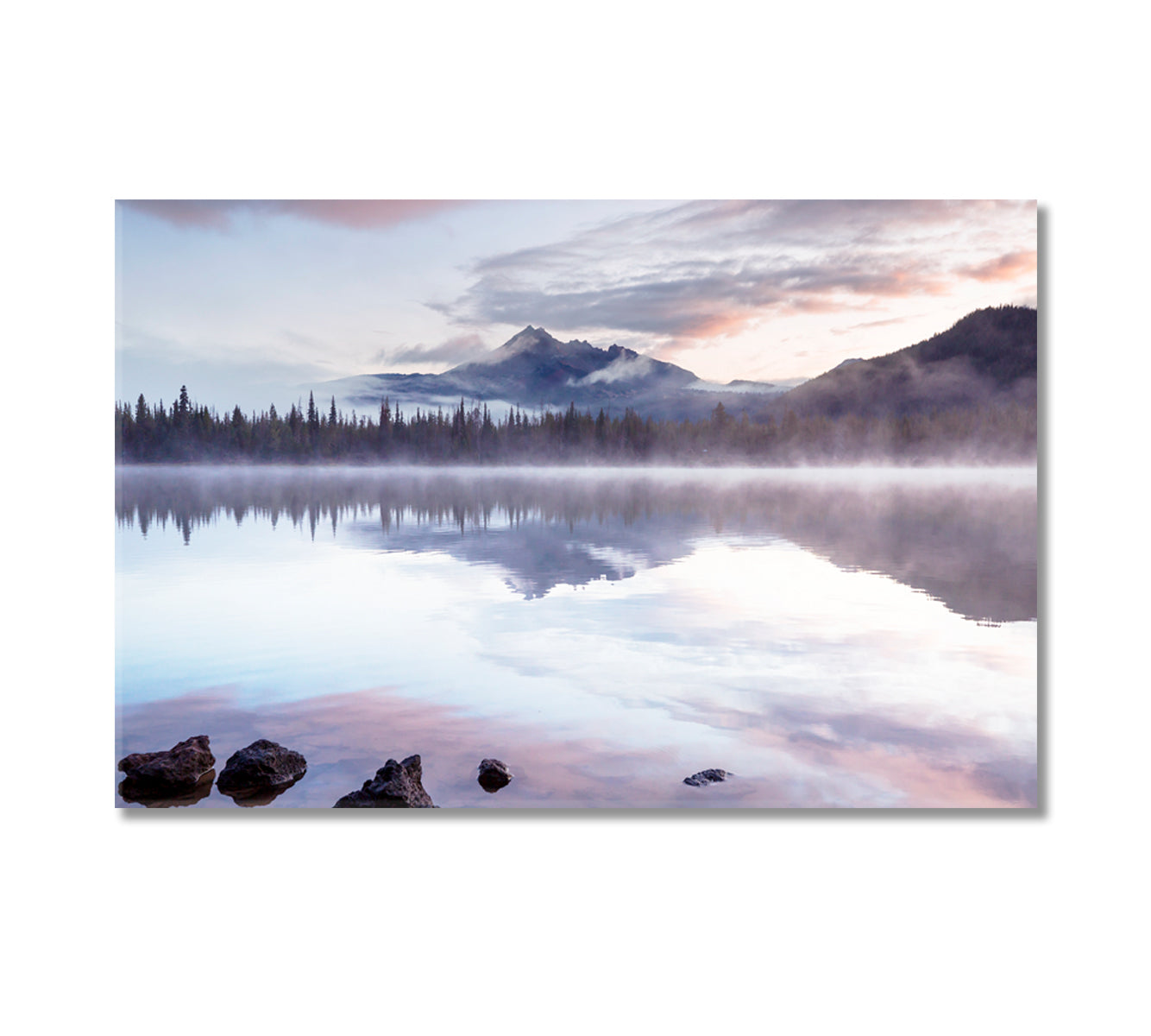 Serene Lake with Sunrise Oregon USA Canvas Print-Canvas Print-CetArt-1 Panel-24x16 inches-CetArt