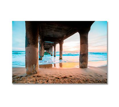Manhattan Beach Pier at Bright Sunset Canvas Print-Canvas Print-CetArt-1 Panel-24x16 inches-CetArt