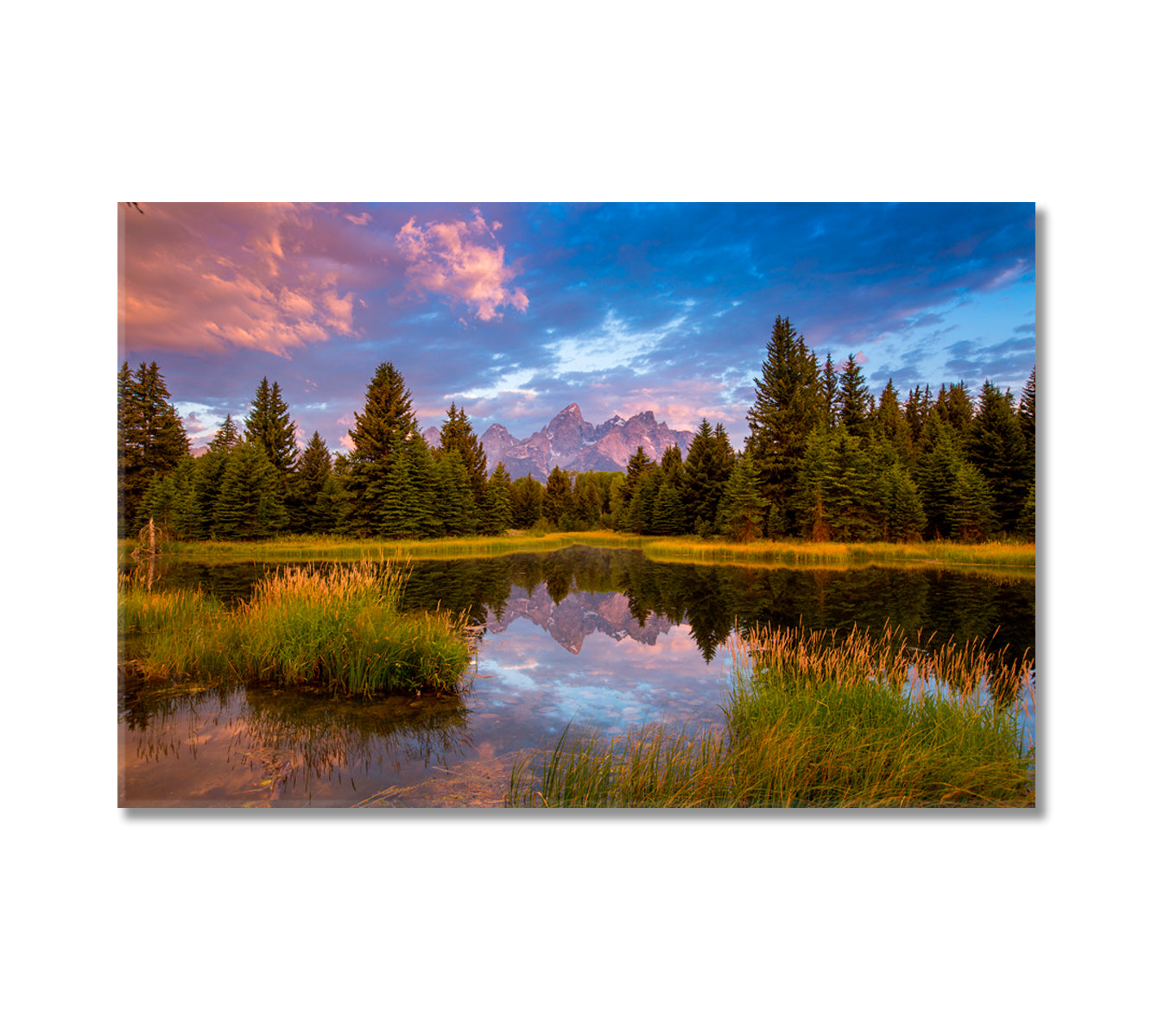 Teton Mountain Range in Grand Teton National Park Canvas Print-Canvas Print-CetArt-1 Panel-24x16 inches-CetArt